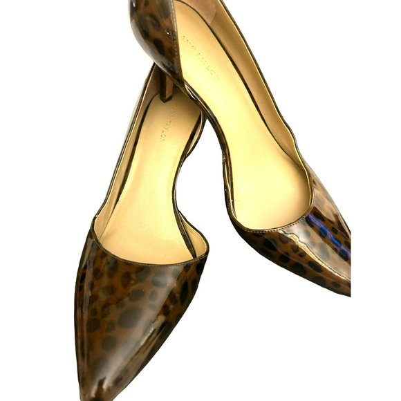 Ann Taylor Women's Patent Leather Animal Print Dress Pumps Size 7M Leopard Heels - Picture 1 of 7